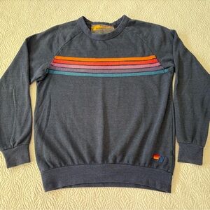 Aviator Nation Navy Sweater with Rainbow Stripes